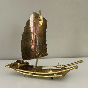 LAST CHANCE* DONATING Vintage Chinese brass junk boat incense burner